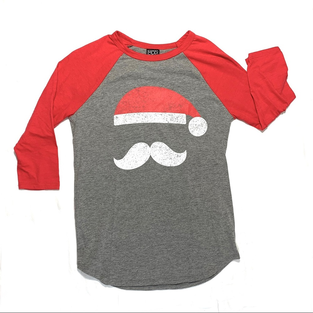 Santa Graphic Shirt Size Small Red White Gray - Picture 3 of 10